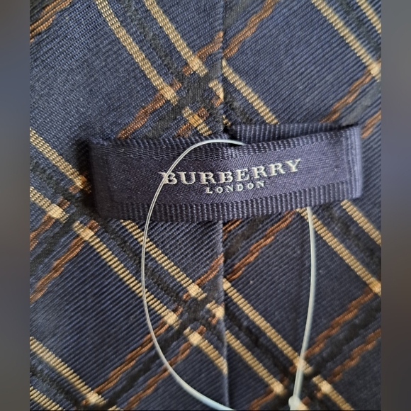 EUC Burberry Dark Tone Navy Blue Nova Check Business Office Work Formal Tie - Picture 3 of 4
